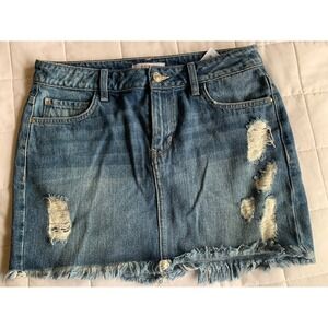 Butt Guess Jean Mini Skirt Size Small Y2K Vintage Distressed Patch Zip Button